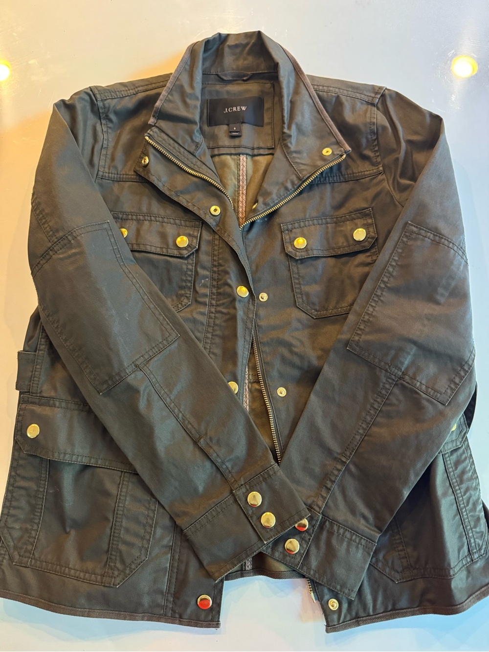 J. Crew Olive Field Jacket with Gold-Tone Hardware